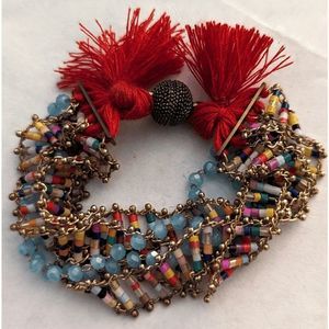 Tiny beaded bracelet tassels 6" magnetic closure childs small wrist